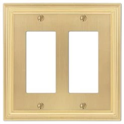 Hallcrest 2 Gang Rocker Metal Wall Plate - Satin Brass by AMERELLE