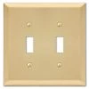 Metallic 2 Gang Toggle Steel Wall Plate - Satin Brass by AMERELLE