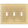 Hallcrest 3 Gang Toggle Metal Wall Plate - Satin Brass by AMERELLE