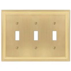 Hallcrest 3 Gang Toggle Metal Wall Plate - Satin Brass by AMERELLE