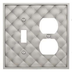Hancock Satin Nickel 2-Gang 1-Toggle and 1-Duplex Wall Plate, Cast Metal by AMERELLE