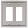 Averly 2 Gang Rocker Metal Wall Plate - Satin Nickel by AMERELLE