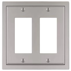 Averly 2 Gang Rocker Metal Wall Plate - Satin Nickel by AMERELLE
