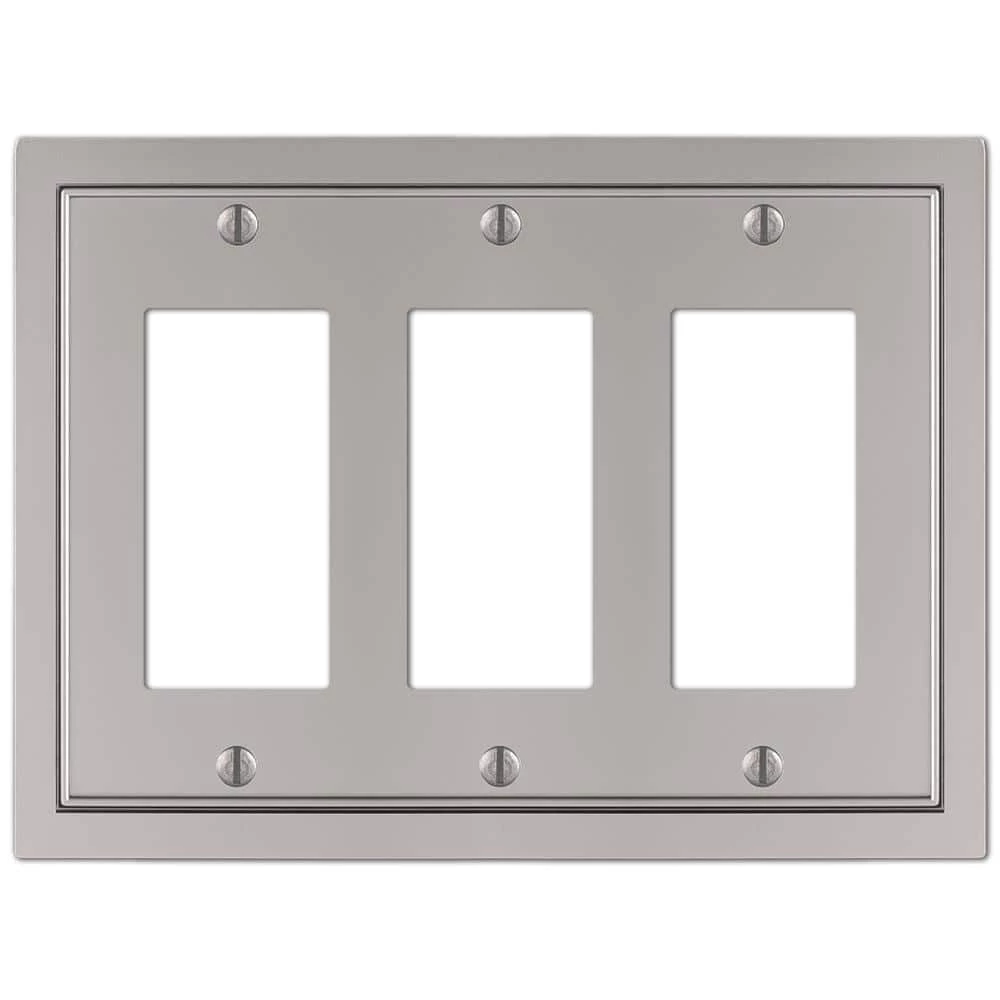 Averly 3 Gang Rocker Metal Wall Plate - Satin Nickel by AMERELLE 1 Averly 3 Gang Rocker Metal Wall Plate - Satin Nickel by AMERELLE