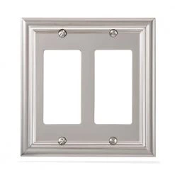 Continental 2 Gang Rocker Metal Wall Plate - Satin Nickel by AMERELLE