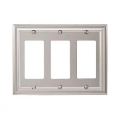 Continental 3 Gang Rocker Metal Wall Plate - Satin Nickel by AMERELLE