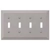 Tiered 4 Gang Toggle Metal Wall Plate - Satin Nickel by AMERELLE