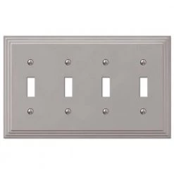 Tiered 4 Gang Toggle Metal Wall Plate - Satin Nickel by AMERELLE