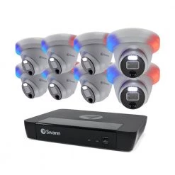 8-Channel 4K UHD PoE Cat5 NVR with 8 Wired Pro Series Dome Security Camera System with Face Recognition by Swann