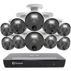 Master NVR-8580 16-Channel 4K 2TB NVR Surveillance System with 10 Wired Indoor/Outdoor Bullet Security Cameras by Swann
