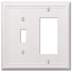 Ascher 2 Gang 1-Toggle and 1-Rocker Steel Wall Plate - White by AMERELLE