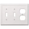 Ascher 3 Gang 2-Toggle and 1-Duplex Steel Wall Plate - White by AMERELLE