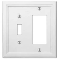 Elly 2 Gang 1-Toggle and 1-Rocker Composite Wall Plate - White by AMERELLE