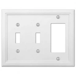 Elly 3 Gang 2-Toggle and 1-Rocker Composite Wall Plate - White by AMERELLE