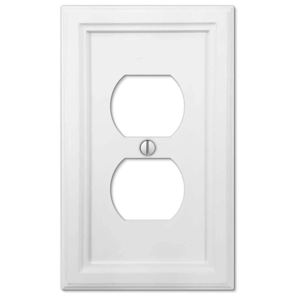 Elly White 1-Gang Duplex Outlet Composite Wall Plate (4-Pack) by AMERELLE 1 Elly White 1-Gang Duplex Outlet Composite Wall Plate (4-Pack) by AMERELLE