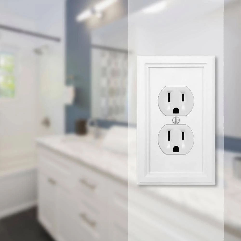 Elly White 1-Gang Duplex Outlet Composite Wall Plate (4-Pack) by AMERELLE 2 Elly White 1-Gang Duplex Outlet Composite Wall Plate (4-Pack) by AMERELLE - Image 2