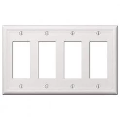 Ascher 4 Gang Rocker Steel Wall Plate - White by AMERELLE