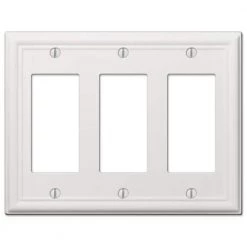Ascher 3 Gang Rocker Steel Wall Plate - White by AMERELLE