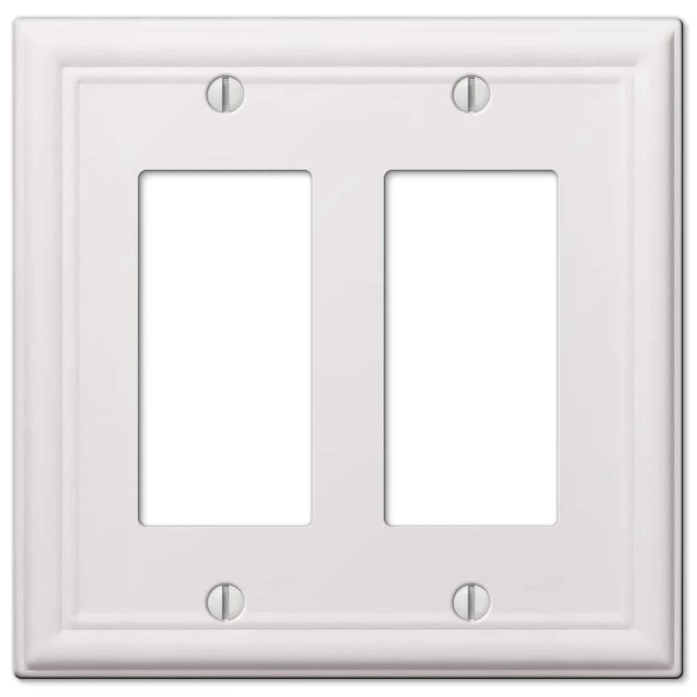 Ascher 2 Gang Rocker Steel Wall Plate - White by AMERELLE 1 Ascher 2 Gang Rocker Steel Wall Plate - White by AMERELLE