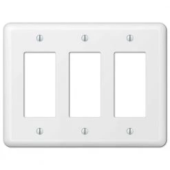 Declan 3 Gang Rocker Steel Wall Plate - White by AMERELLE