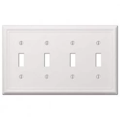 Ascher 4 Gang Toggle Steel Wall Plate - White by AMERELLE