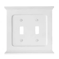 Mantel 2 Gang Toggle Wood Wall Plate - White by AMERELLE
