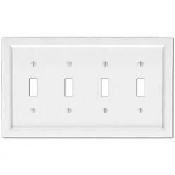 Woodmore 4 Gang Toggle Wood Wall Plate - White by AMERELLE