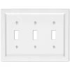 Woodmore 3 Gang Toggle Wood Wall Plate - White by AMERELLE