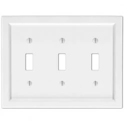 Woodmore 3 Gang Toggle Wood Wall Plate - White by AMERELLE