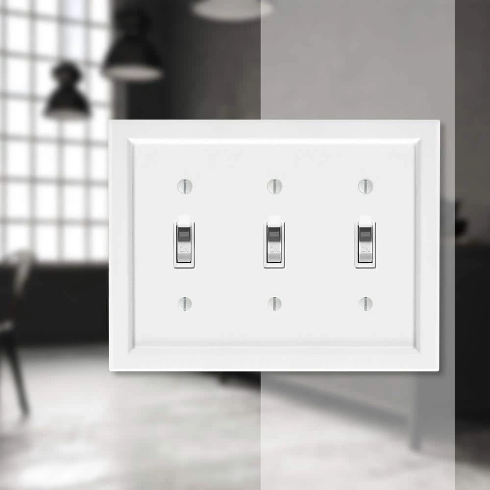 Woodmore 3 Gang Toggle Wood Wall Plate - White by AMERELLE 2 Woodmore 3 Gang Toggle Wood Wall Plate - White by AMERELLE - Image 2