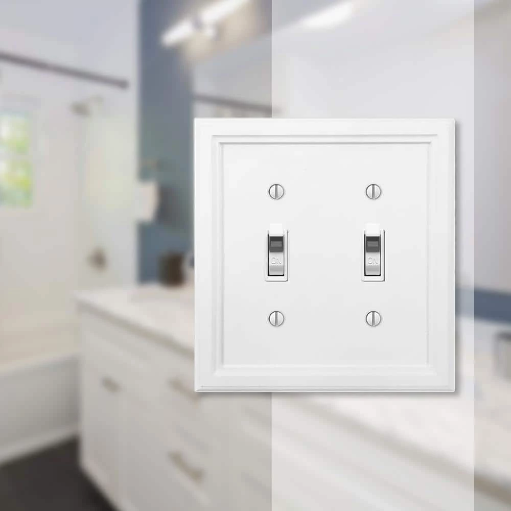 Elly 2 Gang Toggle Composite Wall Plate - White by AMERELLE 2 Elly 2 Gang Toggle Composite Wall Plate - White by AMERELLE - Image 2