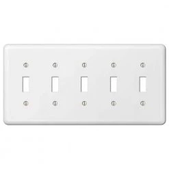 Declan 5 Gang Toggle Steel Wall Plate - White by AMERELLE