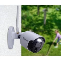 8-Channel 1080p 1TB PoE Cat5 NVR Security Camera System with 4 WiFi Bullet Cameras by Swann -AMERELLE Sales white swann wired security camera systems swnvk 500kh4 us fa 1000