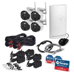 8 -Channel AC Powered 4K UHD 1TB PoE Cat5 NVR Security Camera System with 4 Wi-Fi Bullet Cameras by Swann -AMERELLE Sales white swann wired security camera systems swnvk 800kh4 us c3 1000