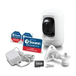1080P Wired Indoor Pan and Tilt Smart Security Camera with 2-Way Talk and True Detect Heat and Motion Detection by Swann -AMERELLE Sales white swann wired security cameras swifiptcam232gb fa 1000