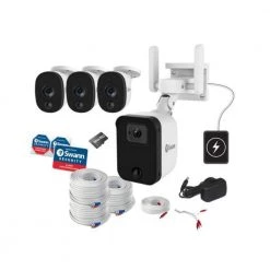 Fortify Wired 1080p Wi-Fi Indoor/Outdoor Smart Home Security Cameras (4-Pack) by Swann -AMERELLE Sales white swann wireless security cameras swififourtify4 c3 1000